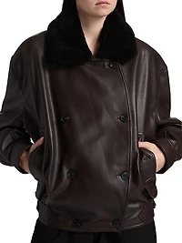 Murphy Faux-Leather Oversized Bomber Jacket