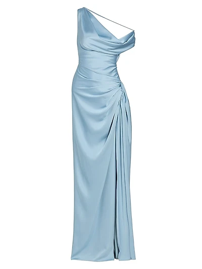 Camilla Satin One-Shoulder Gown