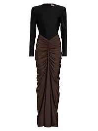 Tate Ruched Colorblocked Gown