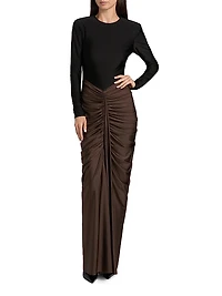 Tate Ruched Colorblocked Gown