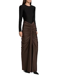 Tate Ruched Colorblocked Gown