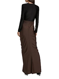 Tate Ruched Colorblocked Gown