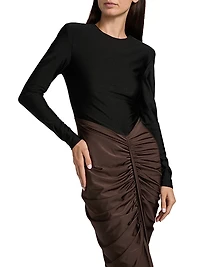 Tate Ruched Colorblocked Gown