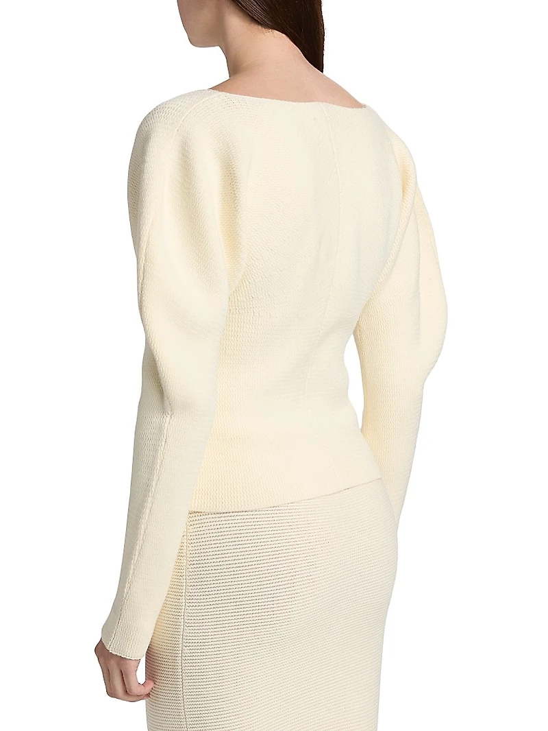 Chevelle Bishop-Sleeve Knit Cardigan