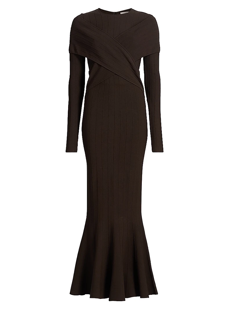 Phoenix Rib-Knit Wrap Maxi Dress
