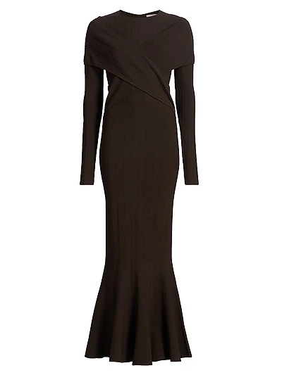 Phoenix Rib-Knit Wrap Maxi Dress