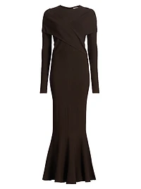Phoenix Rib-Knit Wrap Maxi Dress