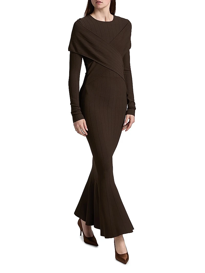 Phoenix Rib-Knit Wrap Maxi Dress