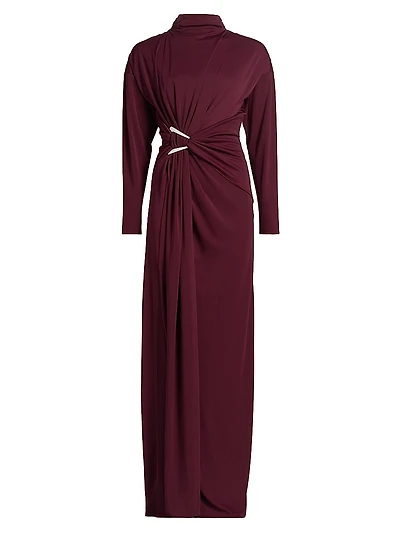 Remington Ruched Slit Gown