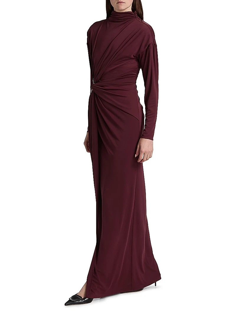 Remington Ruched Slit Gown