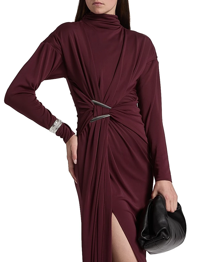 Remington Ruched Slit Gown