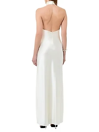 Lyria Plunging Cowl-Halterneck Gown