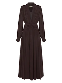 Jocelyn Deep Plunge Long-Sleeve Maxi Dress