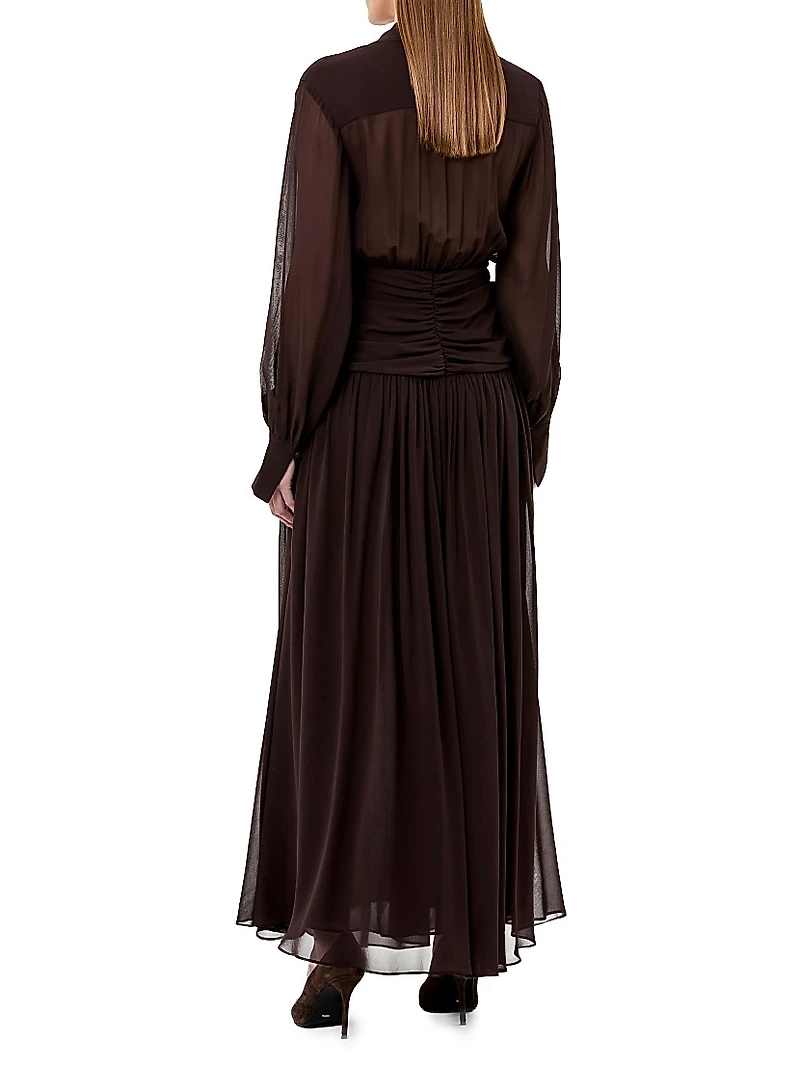 Jocelyn Deep Plunge Long-Sleeve Maxi Dress