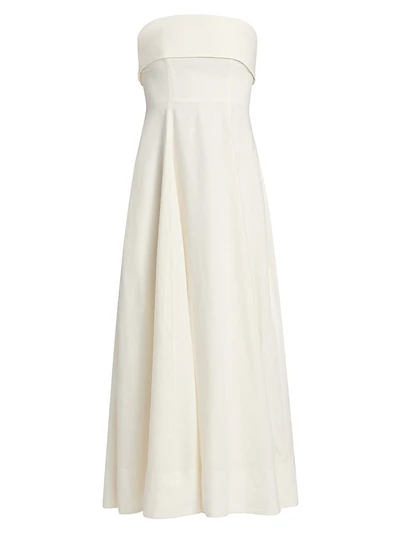 Melody Linen-Blend Bandeau A-Line Maxi Dress
