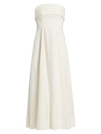 Melody Linen-Blend Bandeau A-Line Maxi Dress