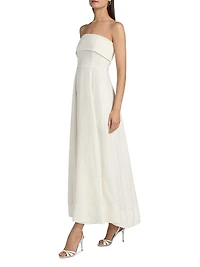 Melody Linen-Blend Bandeau A-Line Maxi Dress