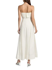 Melody Linen-Blend Bandeau A-Line Maxi Dress