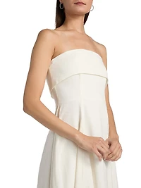 Melody Linen-Blend Bandeau A-Line Maxi Dress