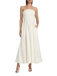 Melody Linen-Blend Bandeau A-Line Maxi Dress