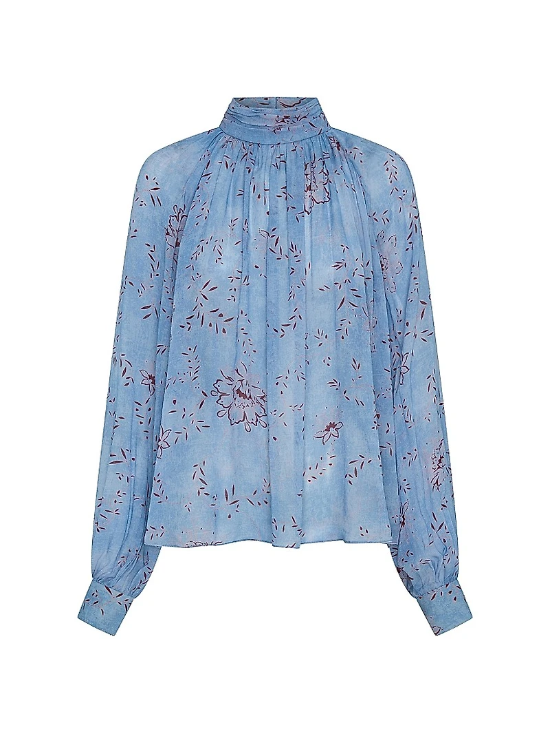 Solene Mock Turtleneck Long-Sleeve Blouse