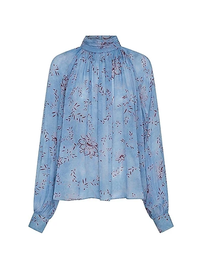 Solene Mock Turtleneck Long-Sleeve Blouse