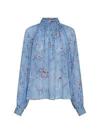 Solene Mock Turtleneck Long-Sleeve Blouse