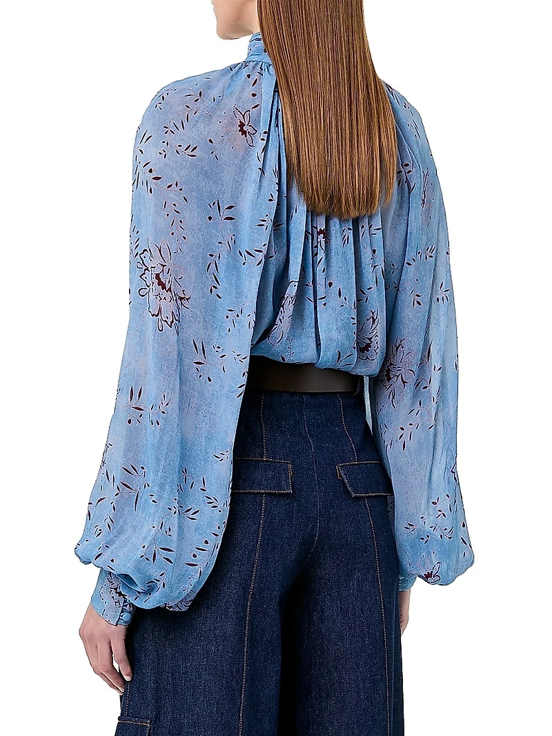 Solene Mock Turtleneck Long-Sleeve Blouse