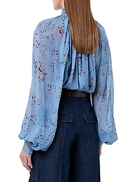 Solene Mock Turtleneck Long-Sleeve Blouse