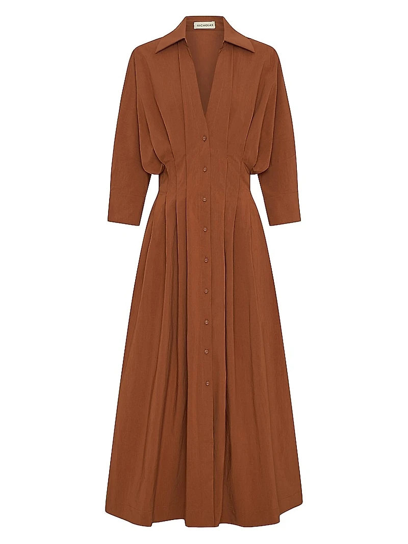 Lanae V-Neck Pleated Maxi Dress