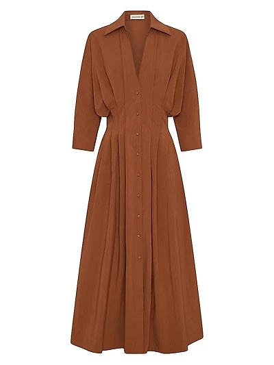 Lanae V-Neck Pleated Maxi Dress