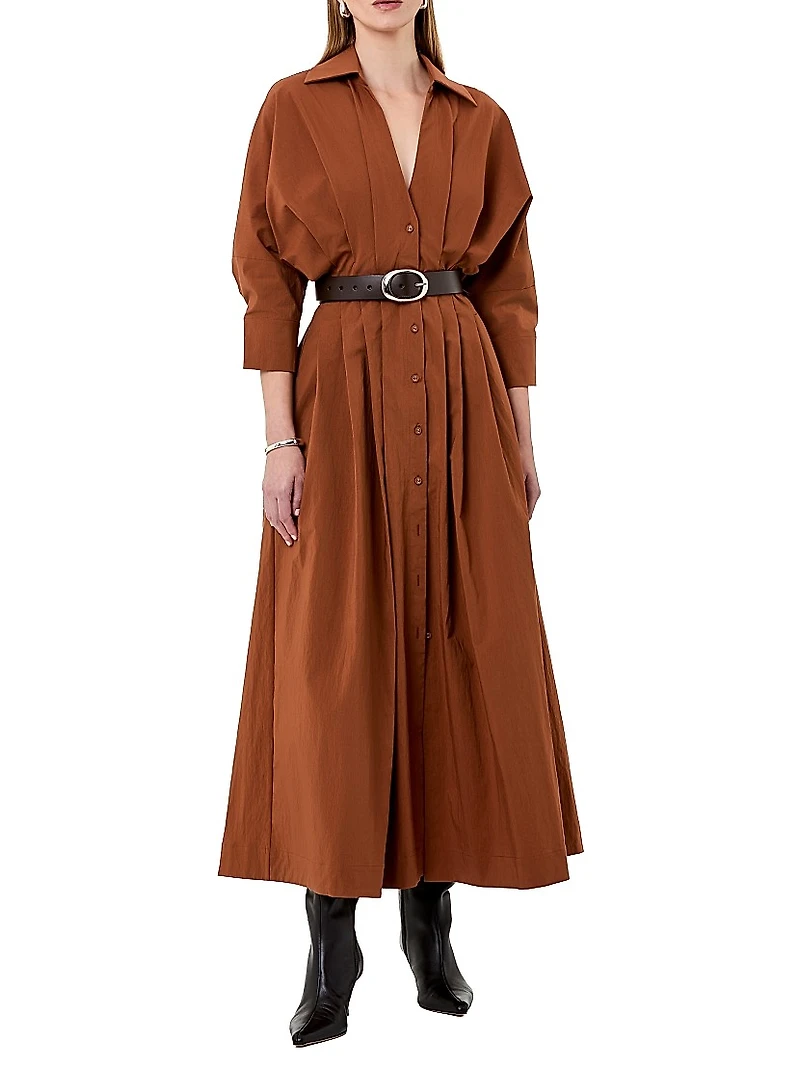 Lanae V-Neck Pleated Maxi Dress