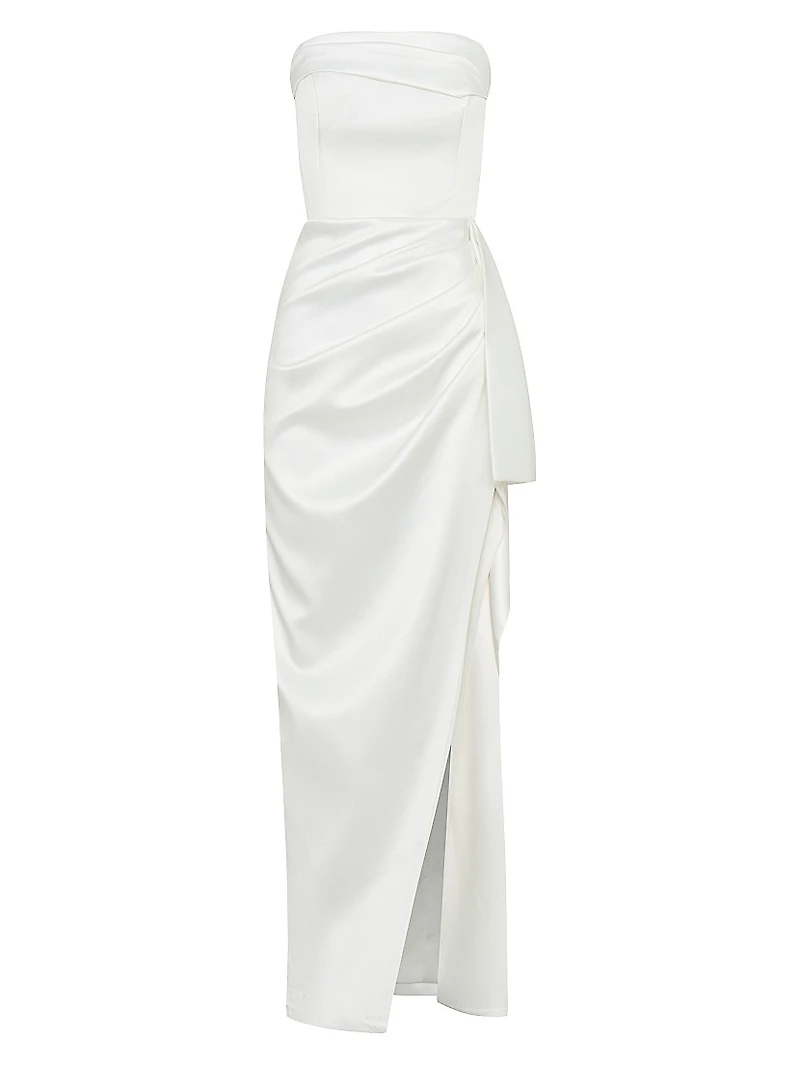 Erelyn Strapless Side-Sash Gown