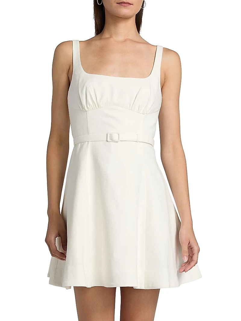 Eleni Sleeveless Linen-Blend Fit & Flare Minidress