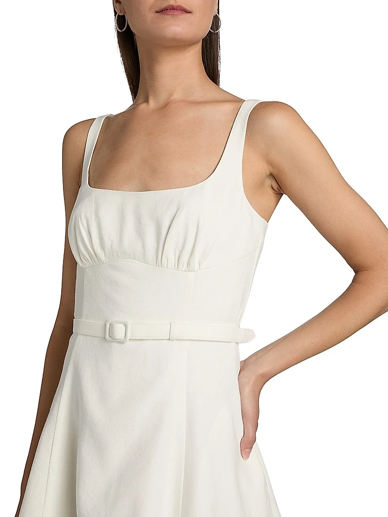 Eleni Sleeveless Linen-Blend Fit & Flare Minidress