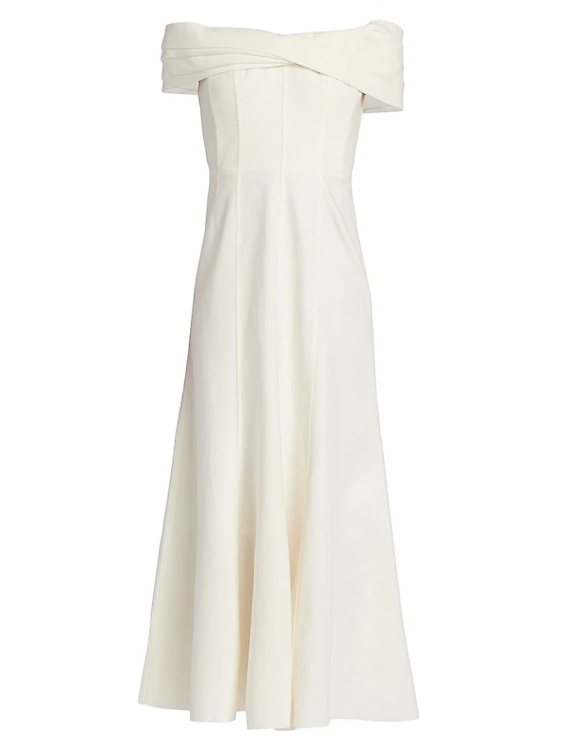 Ariana Linen-Blend Twist-Front Midi-Dress