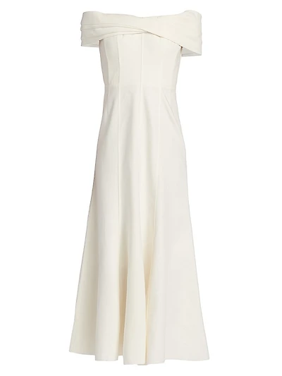 Ariana Linen-Blend Twist-Front Midi-Dress
