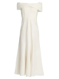 Ariana Linen-Blend Twist-Front Midi-Dress