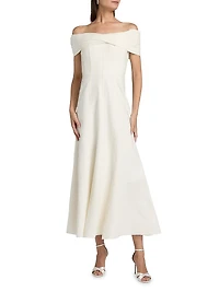 Ariana Linen-Blend Twist-Front Midi-Dress