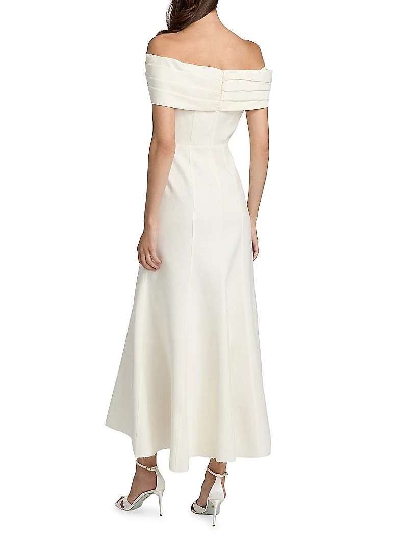 Ariana Linen-Blend Twist-Front Midi-Dress