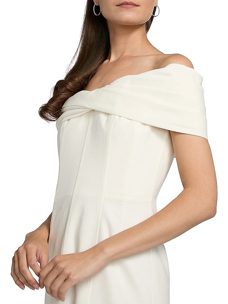 Ariana Linen-Blend Twist-Front Midi-Dress