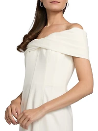 Ariana Linen-Blend Twist-Front Midi-Dress