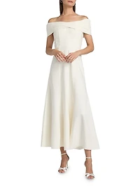 Ariana Linen-Blend Twist-Front Midi-Dress