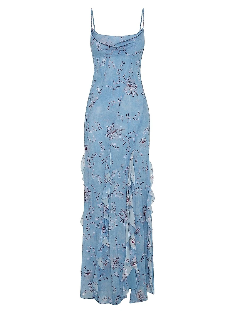 Kamila Ruffle Cowlneck Gown