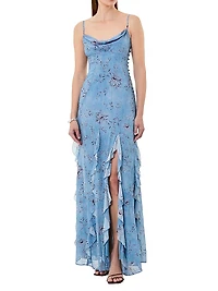 Kamila Ruffle Cowlneck Gown