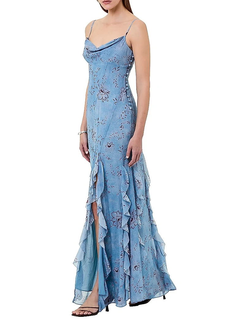 Kamila Ruffle Cowlneck Gown