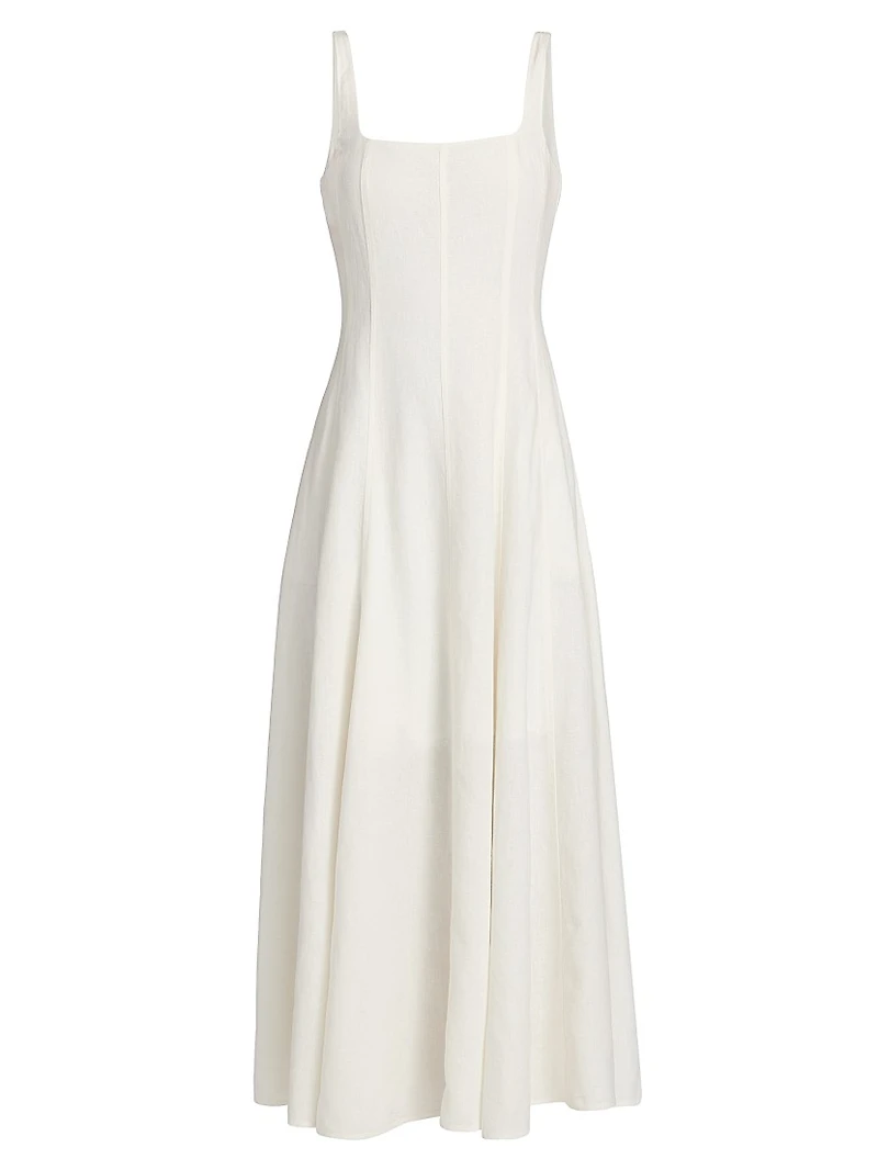Athena Linen-Blend Paneled Maxi Dress