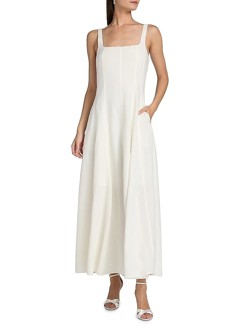 Athena Linen-Blend Paneled Maxi Dress