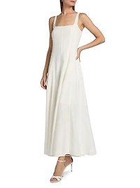 Athena Linen-Blend Paneled Maxi Dress
