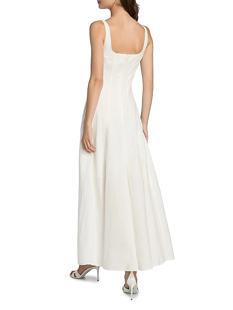 Athena Linen-Blend Paneled Maxi Dress